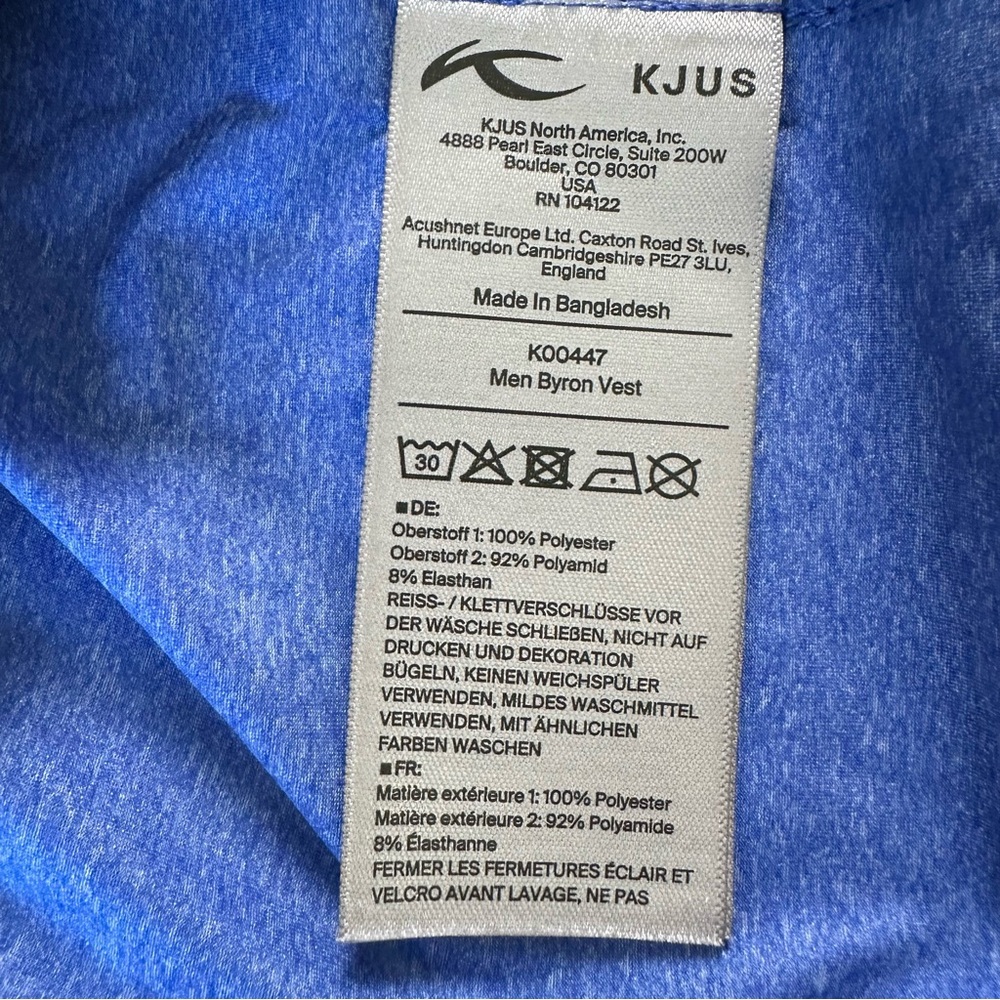KJUS Byron Vest Full Zip Logo Windproof Lightweight Cordura Golf Mens Size 54/XL - Picture 5 of 14